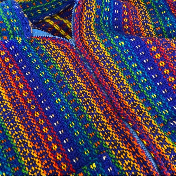 Unknown Brand Rainbow Knit Zipper Hippie Sweater Jacket Women’s Small - Picture 6 of 7